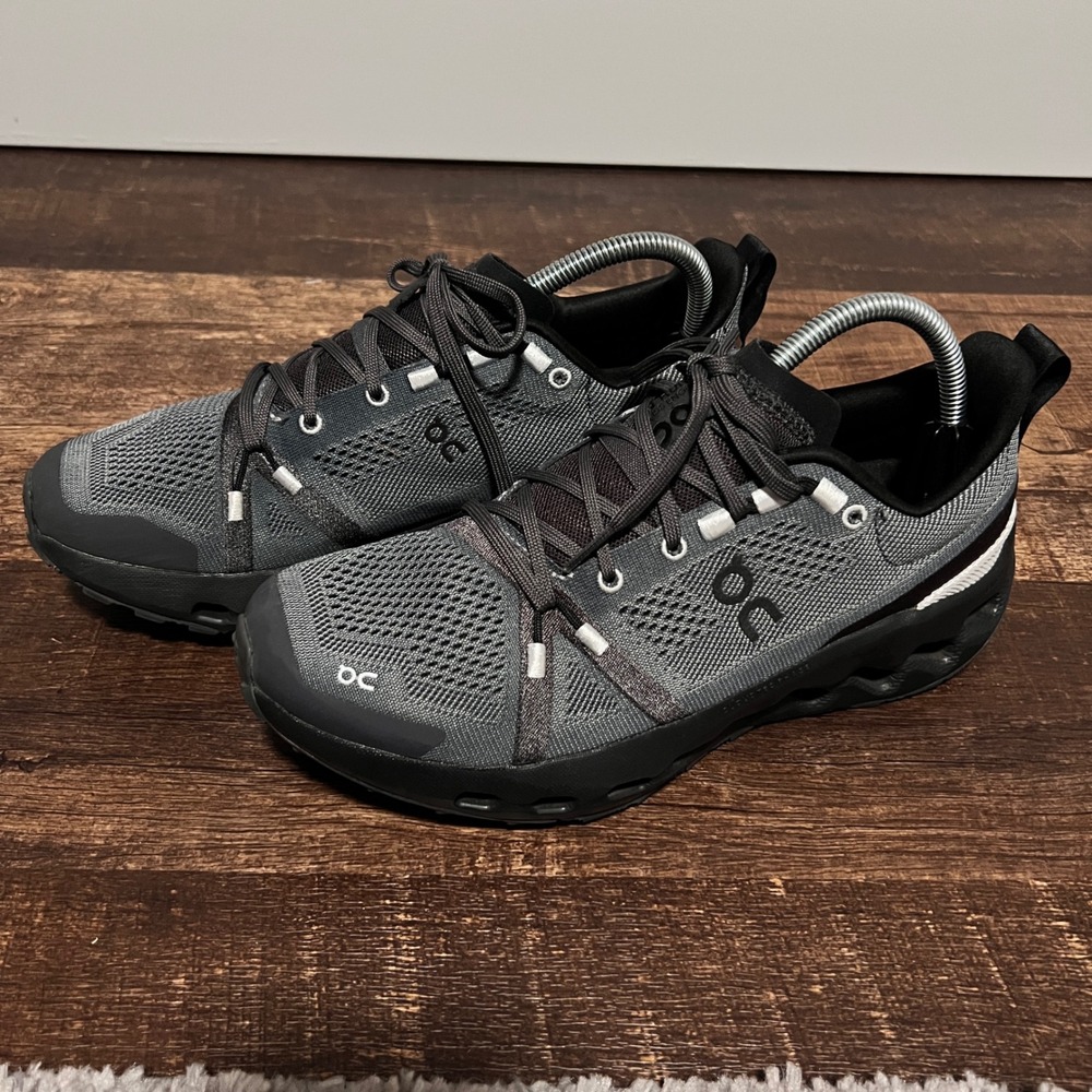 On Cloudsurfer Trail Black Gray Eclipse Running Shoes Women's Size 9.5 EUC